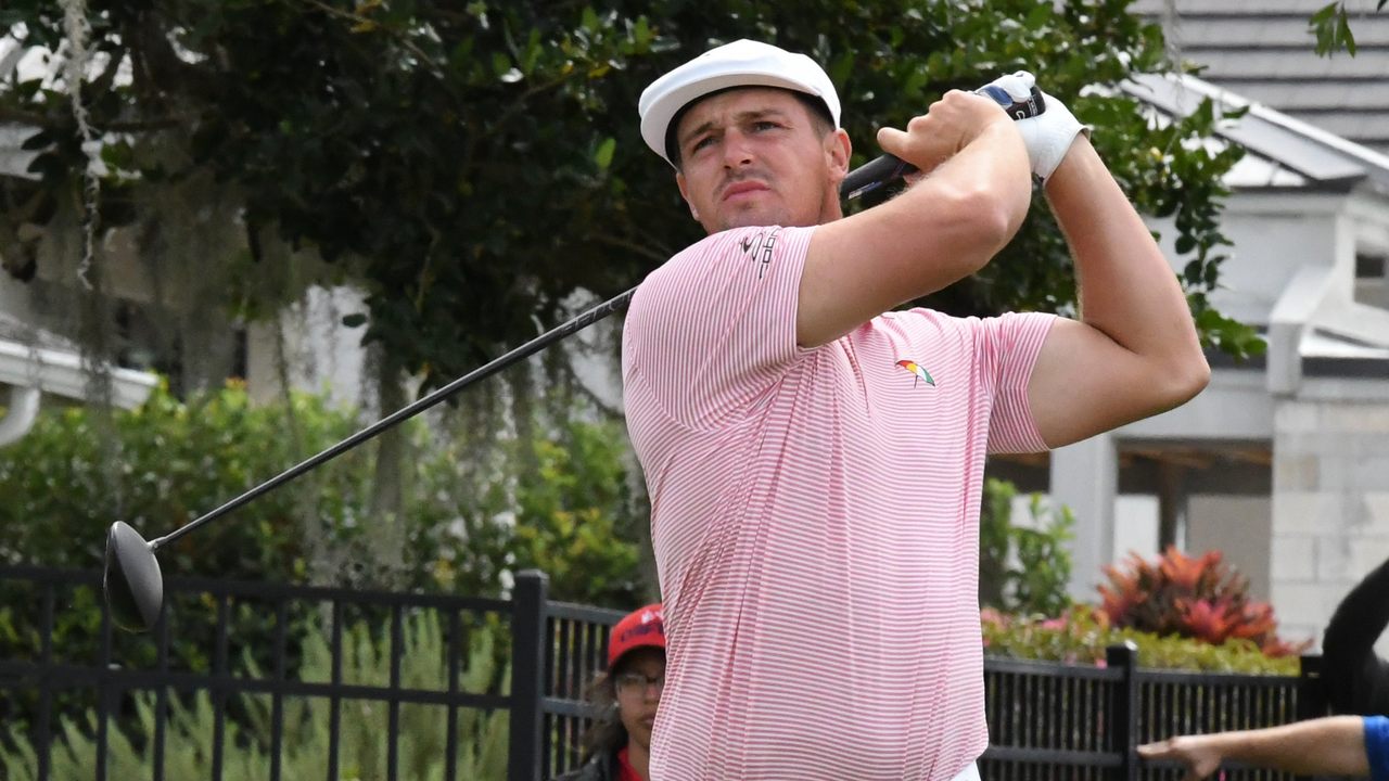 Bryson DeChambeau swinging a driver